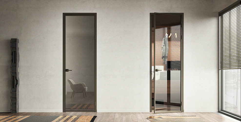 Loft 1 — Распашная дверь с минимальным алюминиевым профилем 18мм