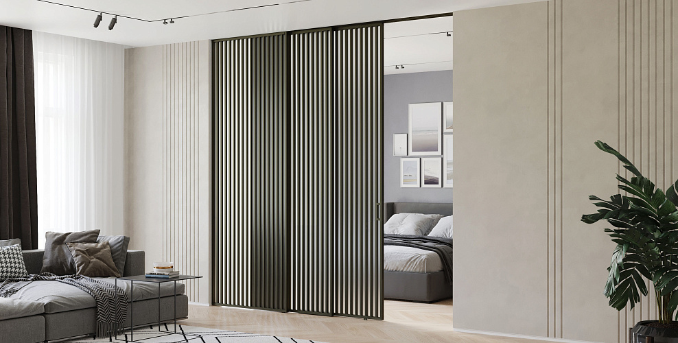 Loft 12 — Раздвижная перегородка с тонким алюминиевым профилем 18мм