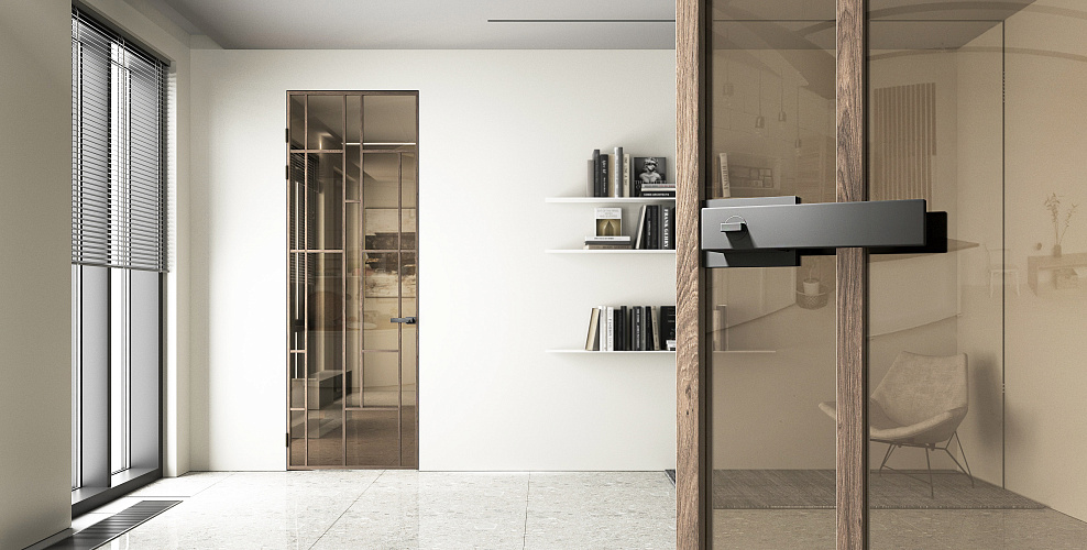 Loft 14 — Распашная дверь с минимальным алюминиевым профилем 18мм