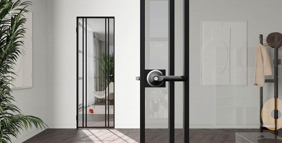 Loft 19 — Распашная дверь с минимальным алюминиевым профилем 18мм