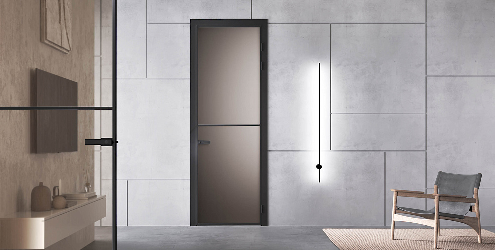 Loft 2 — Распашная дверь с минимальным алюминиевым профилем 18мм