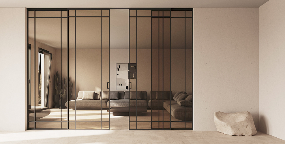 Loft 21 — Раздвижная перегородка с тонким алюминиевым профилем 18мм