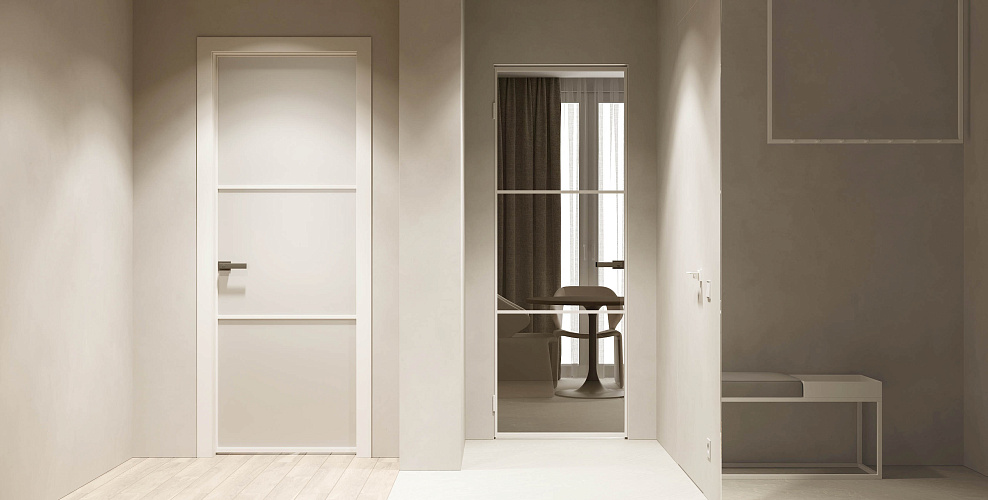 Loft 3 — Распашная дверь с минимальным алюминиевым профилем 18мм