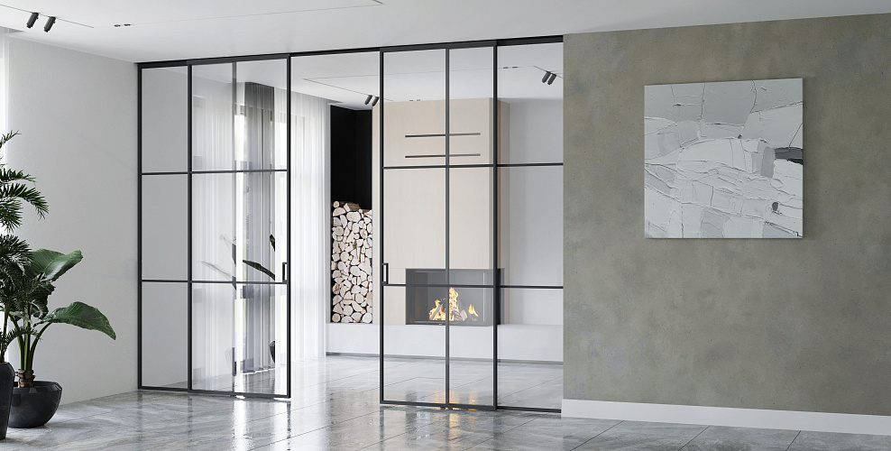 Loft 3 — Раздвижная перегородка с тонким алюминиевым профилем 18мм