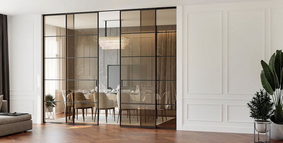 Loft 6 — Раздвижная перегородка с тонким алюминиевым профилем 18мм
