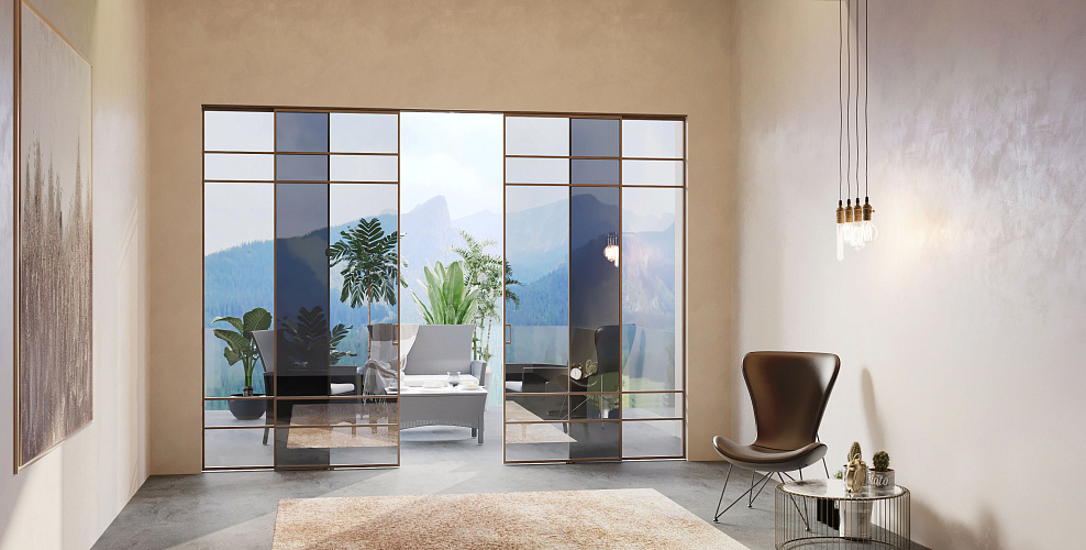 Loft 8 — Раздвижная перегородка с тонким алюминиевым профилем 18мм