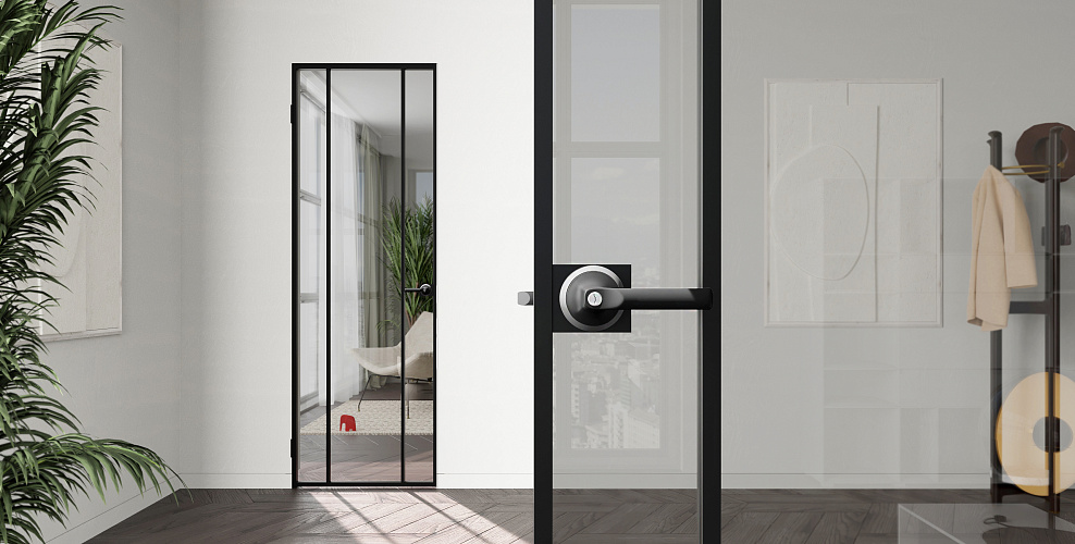 Loft 9 — Распашная дверь с минимальным алюминиевым профилем 18мм