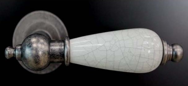 Ручки Alemar A7277-73 ANTIQUE SILVER + WHITE CRACK CERAMIC